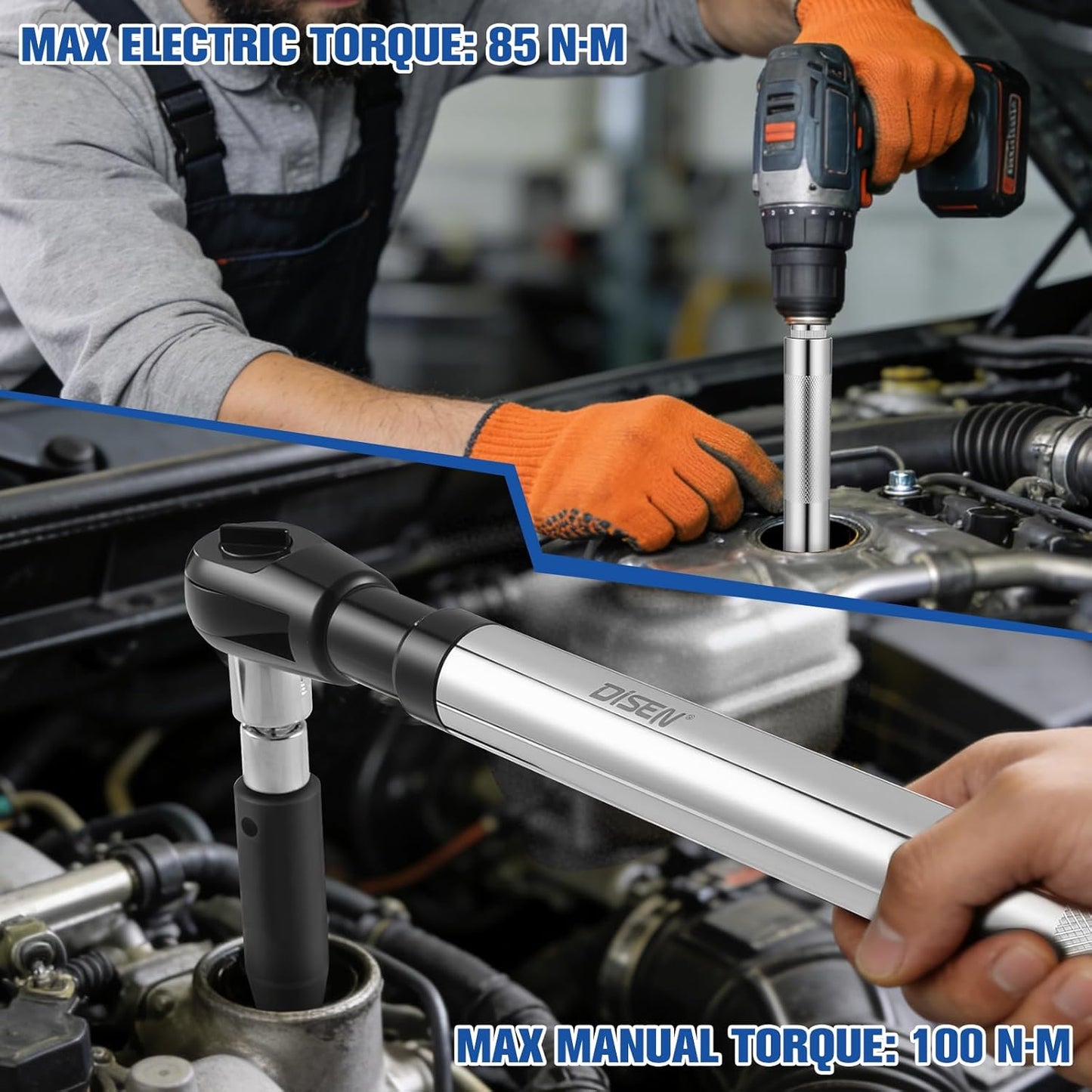 1/2" Offset Wrench Extender Tool with 5 Adapters – High Torque Ratchet & Impact Wrench Extension for Tight Spaces, Automotive Repair & Garage Projects
