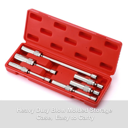 6-Piece 3/8" Drive Magnetic Swivel Spark Plug Socket Set – Thin Wall, CR-V Steel, 12-Point