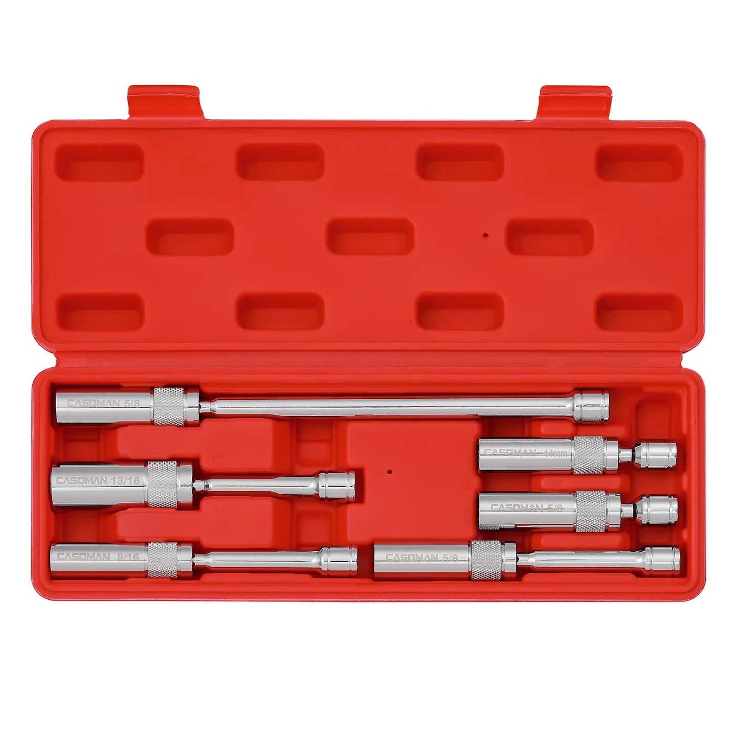 6-Piece 3/8" Drive Magnetic Swivel Spark Plug Socket Set – Thin Wall, CR-V Steel, 12-Point