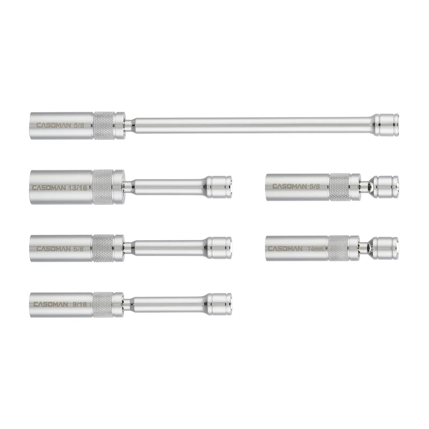 6-Piece 3/8" Drive Magnetic Swivel Spark Plug Socket Set – Thin Wall, CR-V Steel, 12-Point