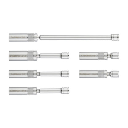 6-Piece 3/8" Drive Magnetic Swivel Spark Plug Socket Set – Thin Wall, CR-V Steel, 12-Point